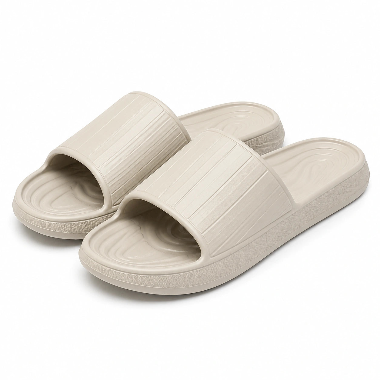 Badeschlappen Größe 38/39 aus Synthetik Beige - offene Pantoletten für Bad und Freizeit