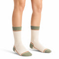 Unisex Socken Größe 39-42 aus Textil in Creme Grün mit Rippstrick