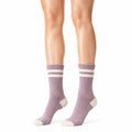 Sportsocken 39-42 aus Textil in Flieder und Creme mit Rippstrick