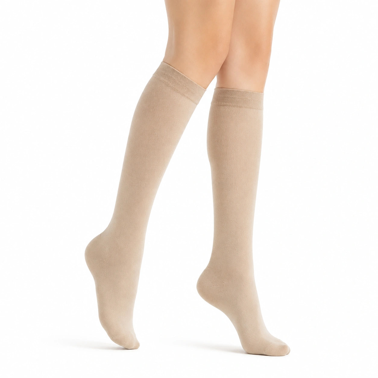 Kniestrümpfe 39-42 Beige aus Textil - fein gestrickt