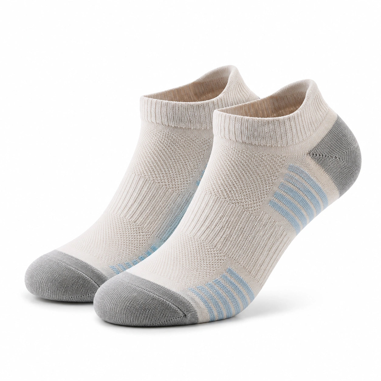 Sportsocken Größe 43-46 aus Textil in Creme Grau Hellblau - niedrig geschnitten
