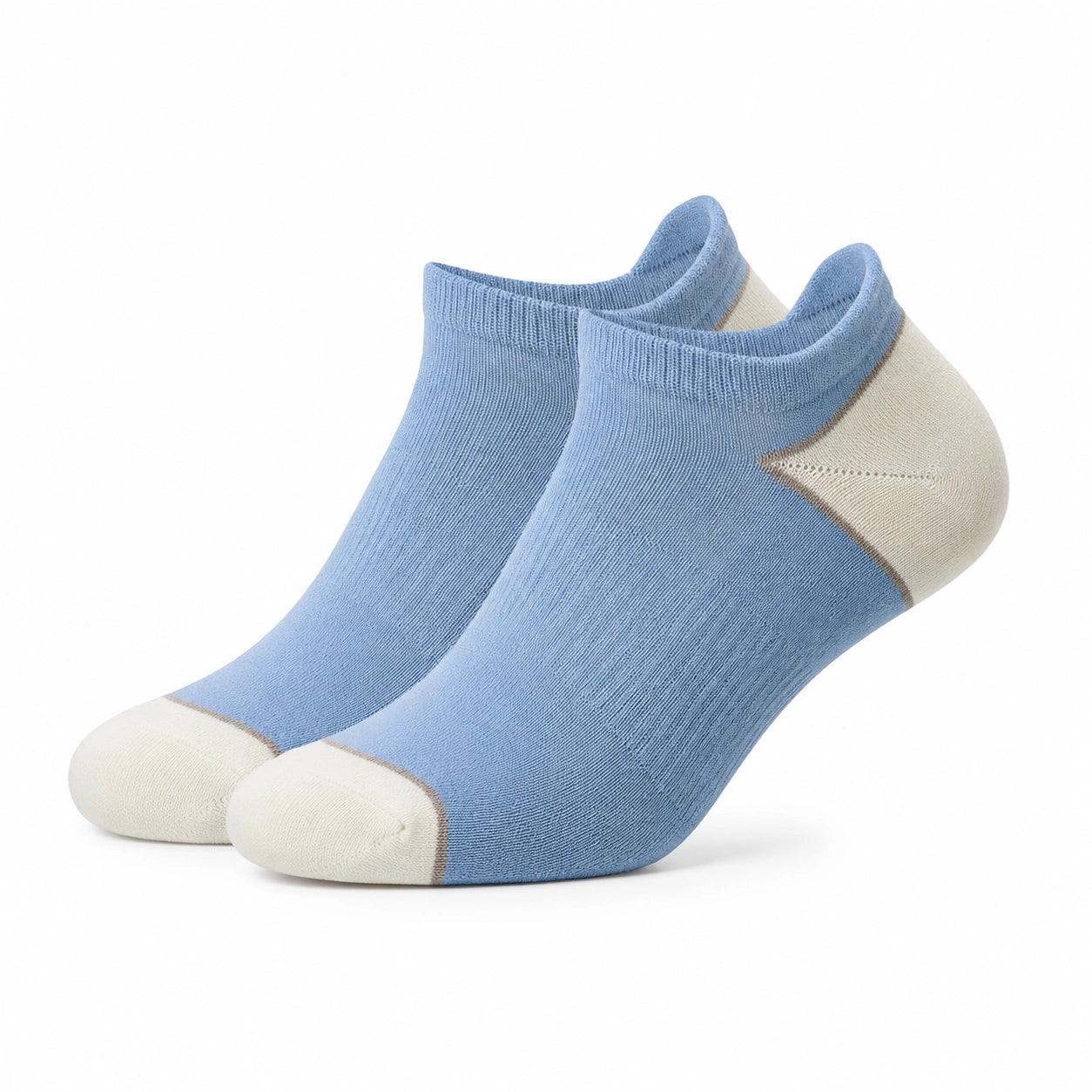Sneakersocken Größe 43-46 aus Textil in Hellblau und Creme mit niedrigem Schaft