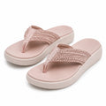 Zehentrenner Sandalen Größe 42/43 Textil Rosa Plateau Freizeit
