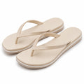 Zehentrenner 42/43 aus Synthetik in Beige Weiß mit flacher Sohle