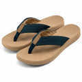 Zehentrenner Sandalen Größe 42/43 Beige Dunkelblau mit Textilriemen